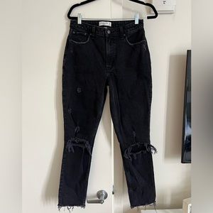 Abercrombie & Fitch Curve Love High Rise Skinny Jeans - Black Ripped Distressed